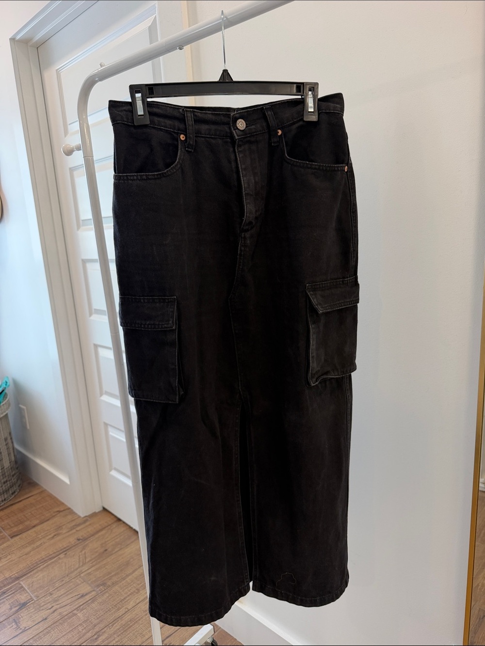Denim Black Cargo Skirt for Women